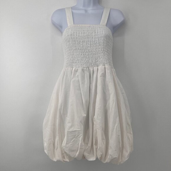 Glamorous Collection Smocked Bubble White Mini Dress. NWT - Picture 1 of 8